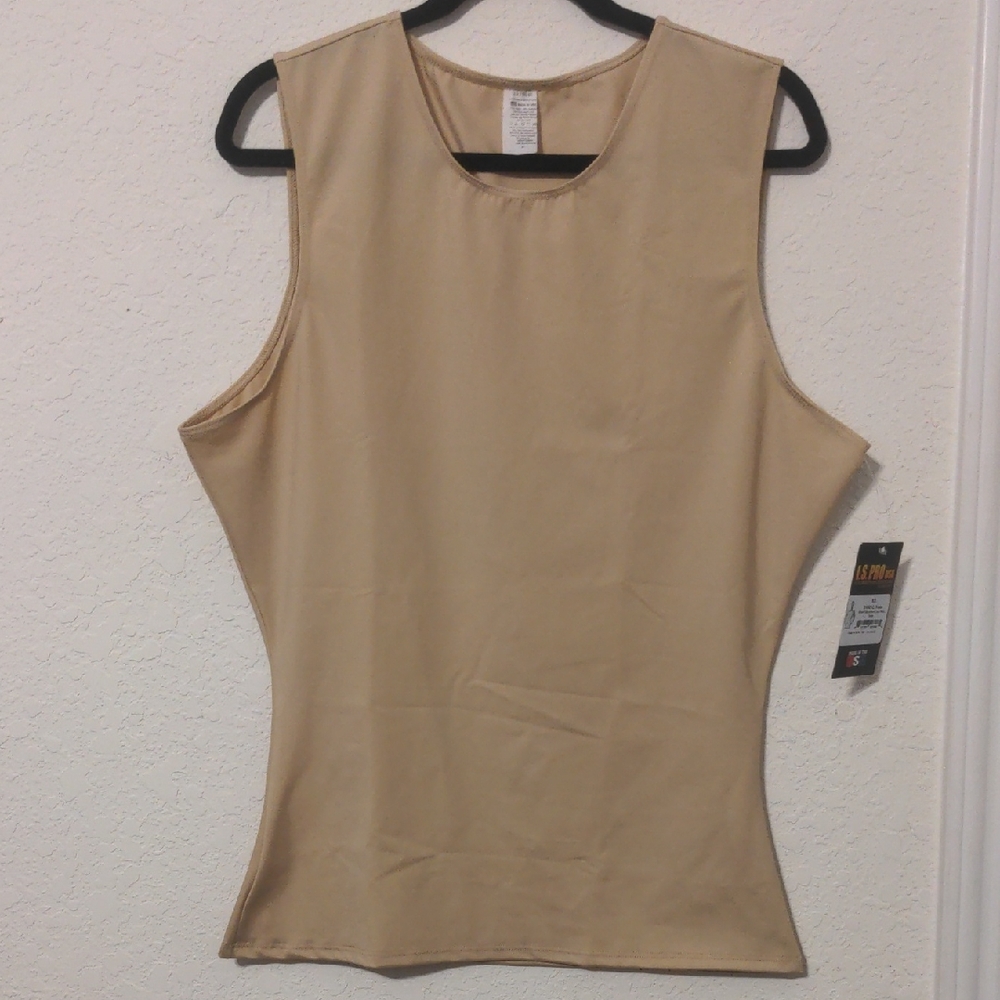I.S. Pro Men's Nude Compression Sleeveless Crew Neck Tank. Size XL NWT